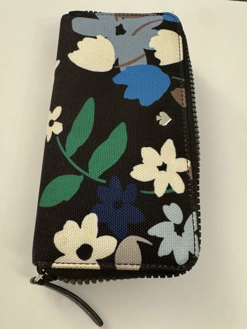 Kate Spade Jae Bold Bloom Zip Around Continental Wallet Blue Multi Floral EB1